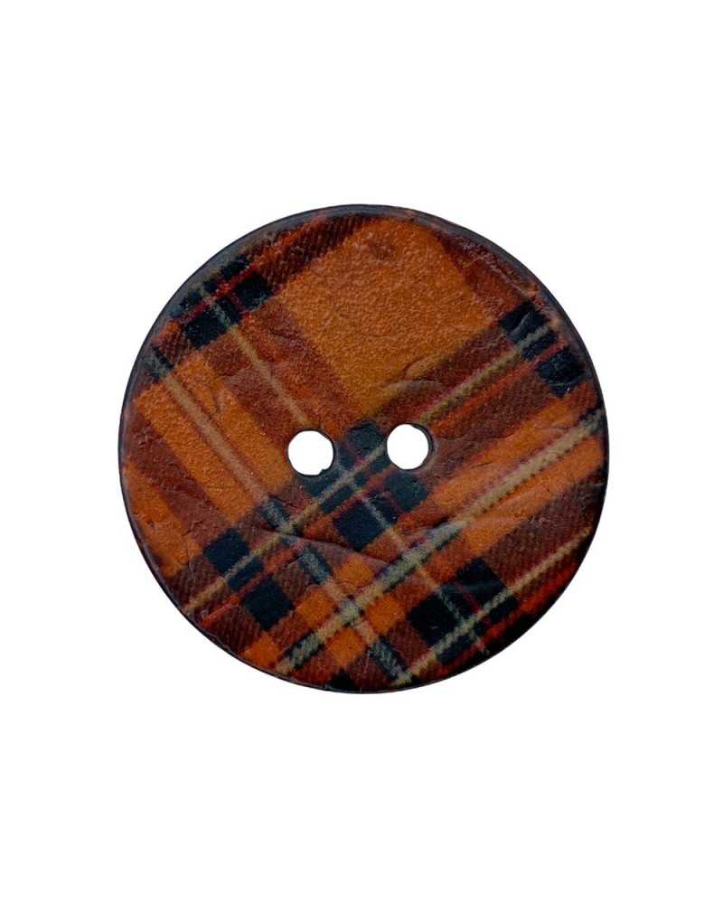 Bouton 2 Trous Noix De Coco Imprimé Tartan Écossais Mm 28