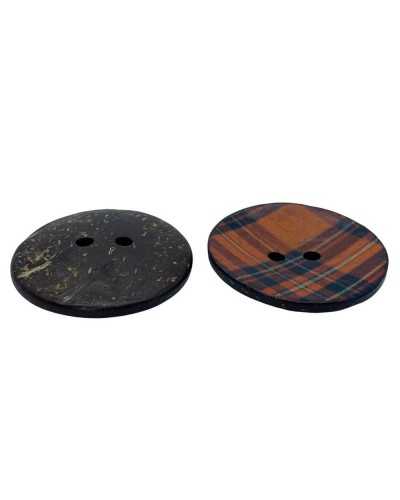 Button 2 Holes Coconut Scottish Tartan Print Mm 28