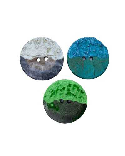 Button 2 Holes Natural Coconut Lacquered Ceramized Mm 45