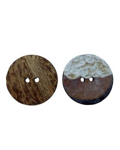 Bottone 2 Buchi Cocco Naturale Laccato Ceramizzato Mm 34