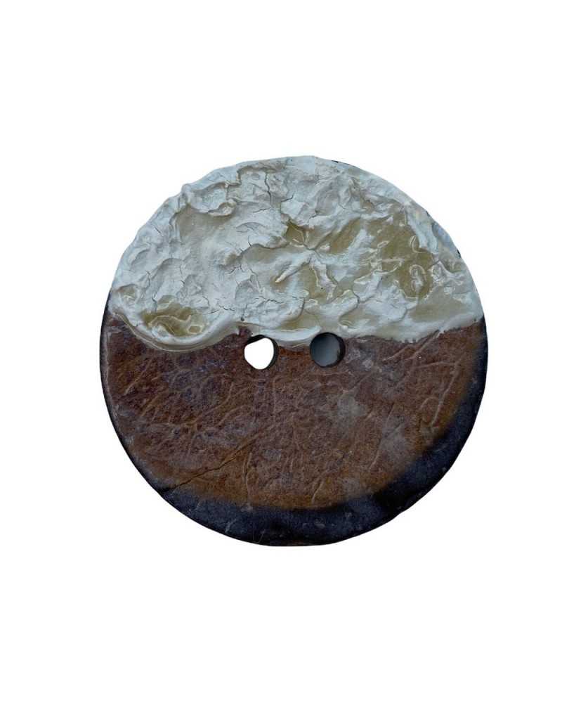 Bouton 2 Trous Coco Naturel Laqué Céramisé Mm 34