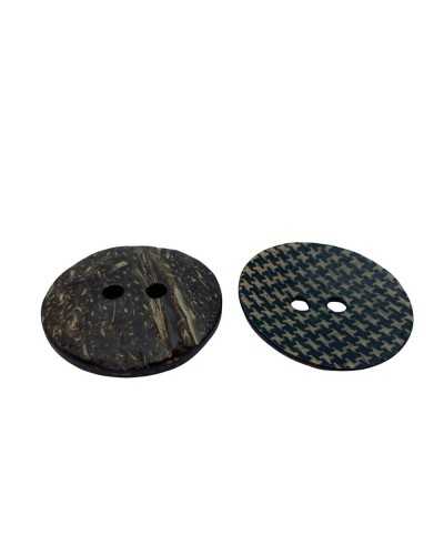 Bottone Cocco Pied de Poul Stampato Nero e Base Beige Diametro 25 Mm