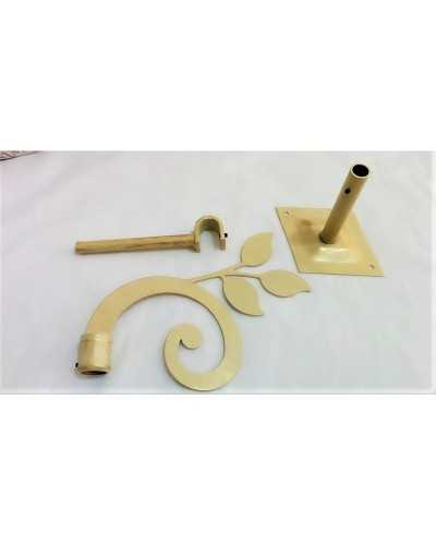 Pair of kits for support 1 rod plus wrought iron terminals, renoir leaf model