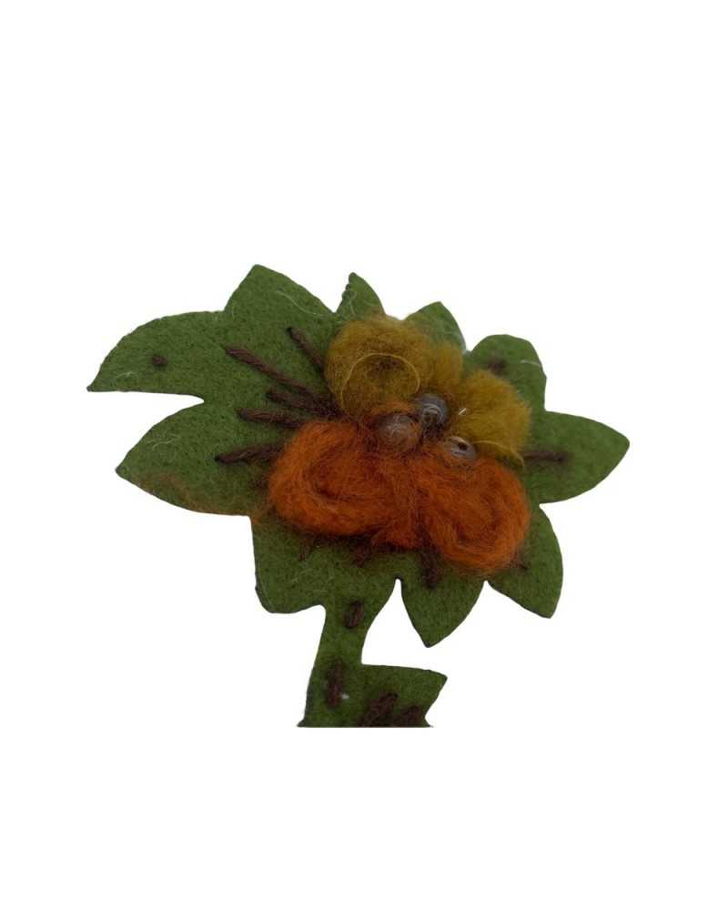 Applicazione Termoadesiva Patch Panno Ricamo Stelo Lana Perline Cm 15x8