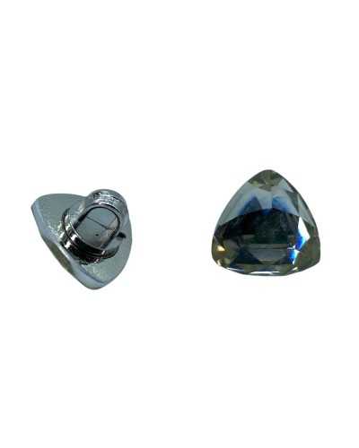 Bijou Bouton Convexe Strass Queue Argent Résine Mm 12