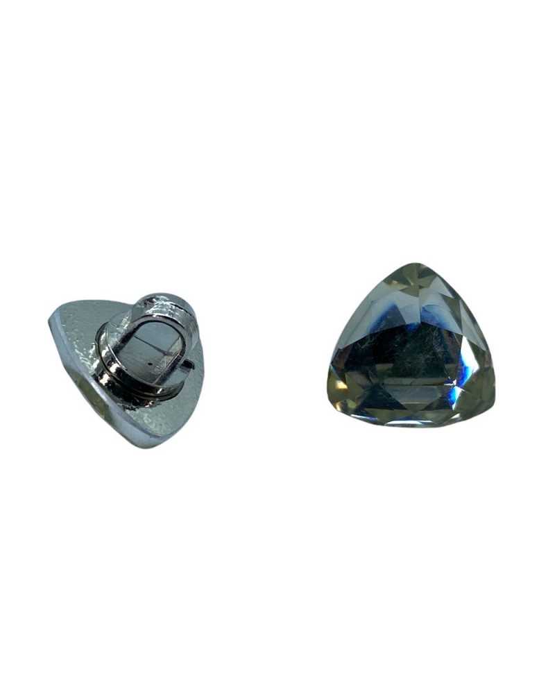 Bijou Bouton Convexe Strass Queue Argent Résine Mm 12