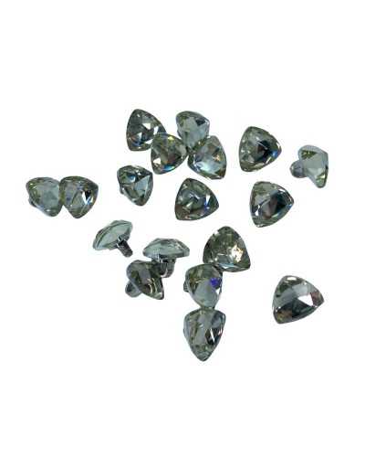 Bijou Bouton Convexe Strass Queue Argent Résine Mm 12