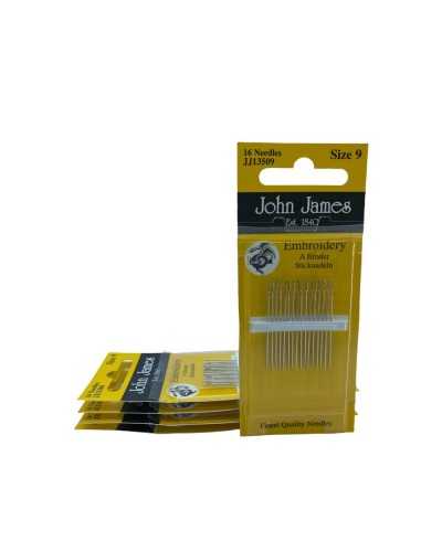 16 Agujas Bordado a mano clásico Mis. 9 Punta Tres Estrellas John James 3,5 cm alto