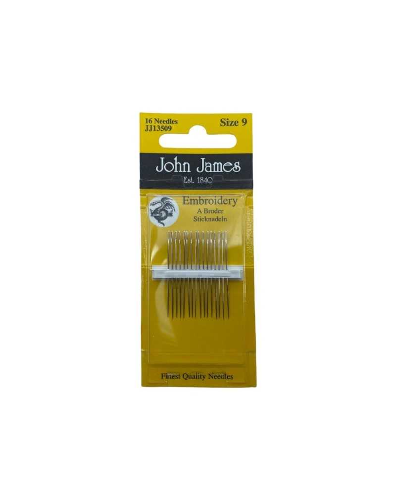16 Aiguilles Broderie Main Classique Mis. 9 Astuce Trois étoiles John James 3,5 cm de haut