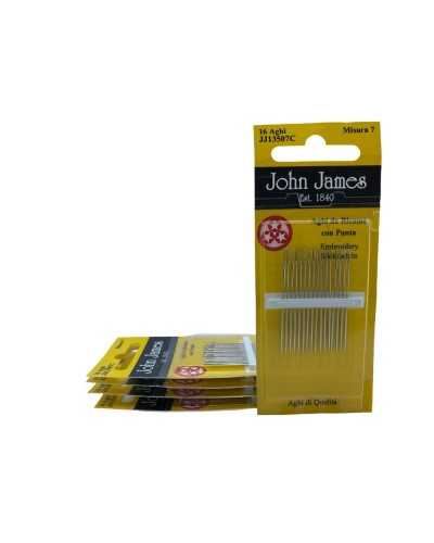 16 Agujas Bordado a mano clásico Mis. 7 Punta Tres Estrellas John James 4 cm alto