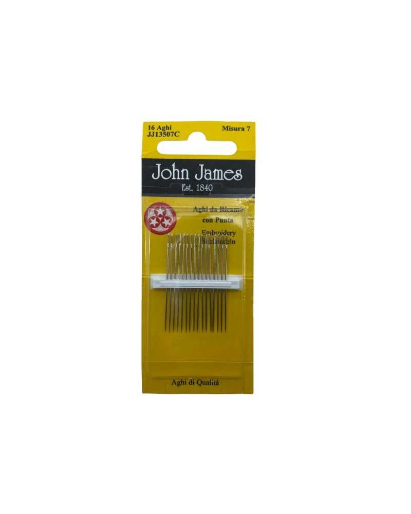 16 Aiguilles Broderie Main Classique Mis. 7 Astuce Trois Etoiles John James 4 cm de haut