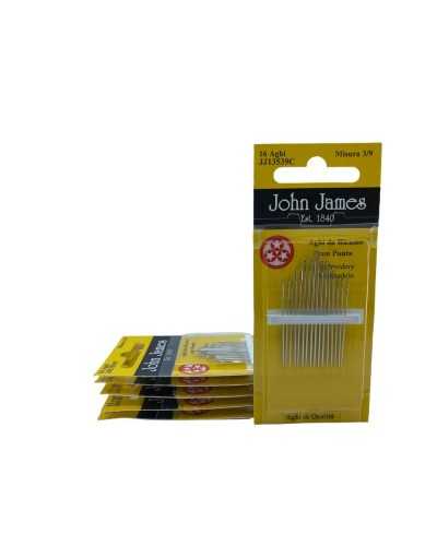 16 Aiguilles Broderie Main Classique Mis. Pointe 3/9 Trois étoiles John James 3,5/4 cm de haut