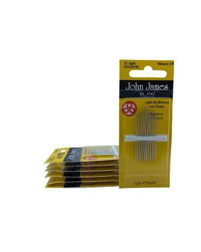 12 Aiguilles Broderie Classique Main Mis. 1/5 Astuce Trois Etoiles John James 4/5 Cm De Haut