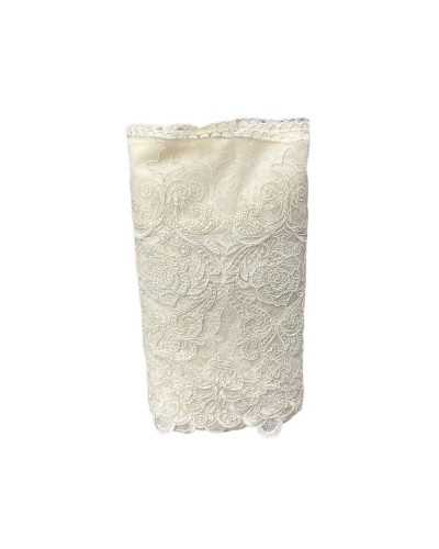 50 Cm Passementerie Dentelle Tulle Dentelle Fil À Broder Lurex Rose Rebrodè Fleur Festonnée Haut 45 Cm