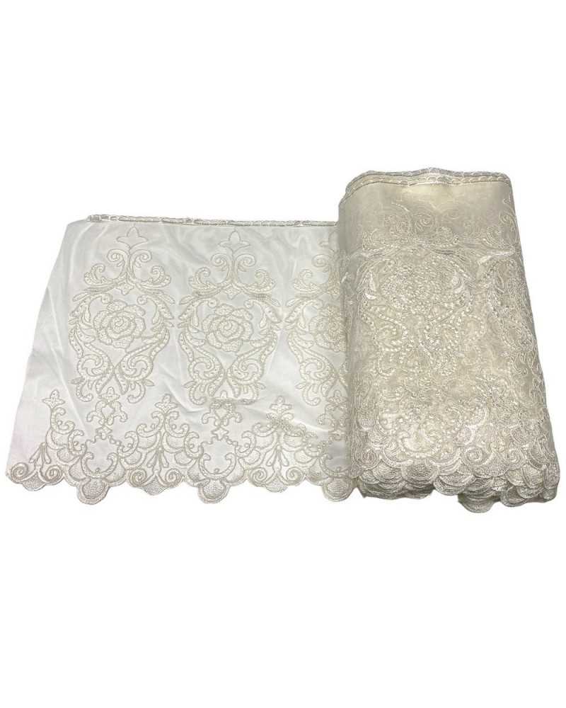50 Cm Passementerie Dentelle Tulle Dentelle Fil À Broder Lurex Rose Rebrodè Fleur Festonnée Haut 45 Cm