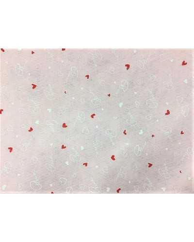 50 cm weihnachtlich bedrucktes Lenci-Tuch, rote Herzen, Aufschrift bitte, rosa Hintergrund, 90 cm hoch