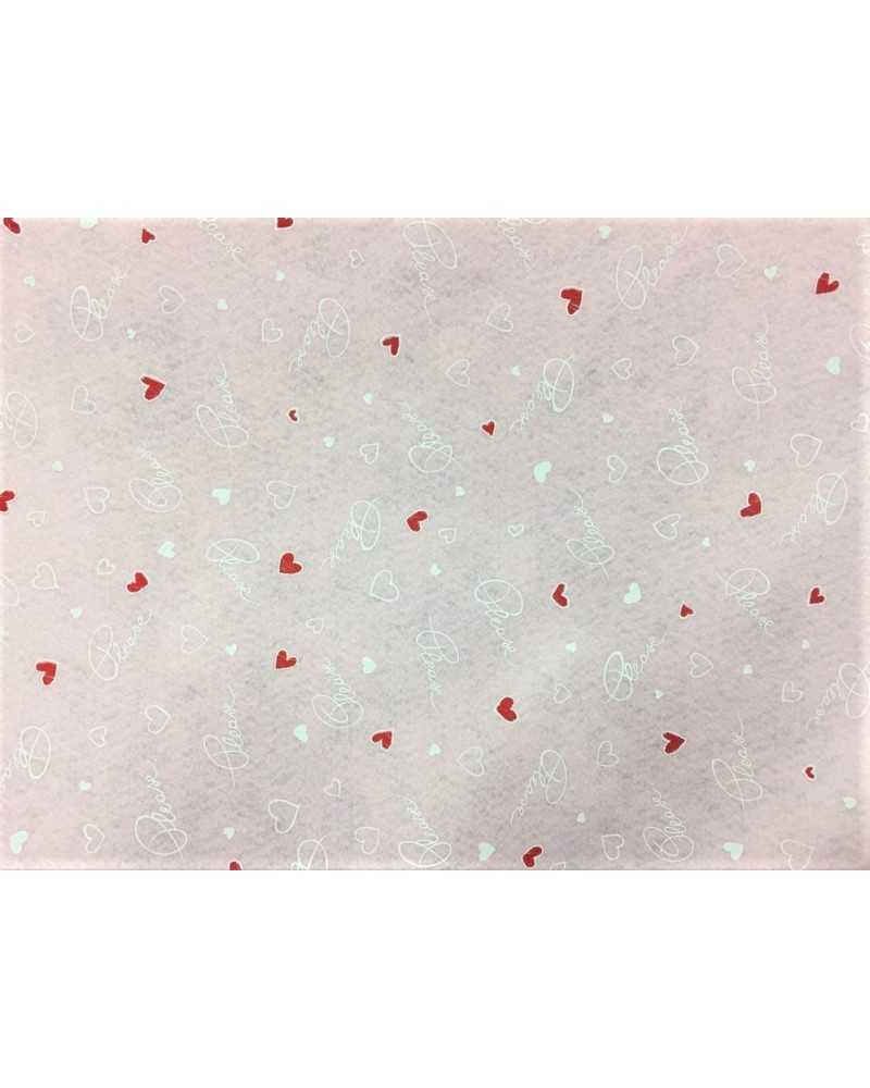 50 cm Noël imprimé lenci tissu coeurs rouges écrit s'il vous plaît fond rose 90 cm de haut