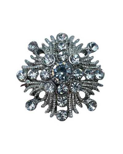 Botón De Joya De Metal Plateado Con Cúpula De Diamantes De Imitación Vástago De 30 Mm