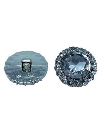 Shiny Resin Domed Jewel Button Crown Strass Central Silver Stem 25 Mm