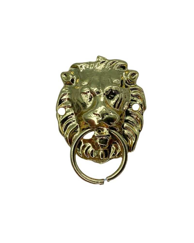 Medaillon, Spiegel, Löwenkopf, Metall, modisches Accessoire, Tasche, rund, poliertes Gold, 2,5 x 3 cm
