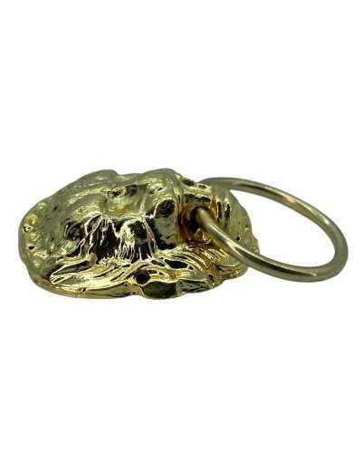 Medaillon, Spiegel, Löwenkopf, Metall, modisches Accessoire, Tasche, rund, poliertes Gold, 2,5 x 3 cm