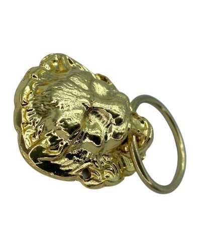 Medaillon, Spiegel, Löwenkopf, Metall, modisches Accessoire, Tasche, rund, poliertes Gold, 2,5 x 3 cm
