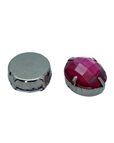 Bisel De Aluminio Oval Facetado Con Piedra De Strass De Resina Cosible Color Sólido 22x17 Mm