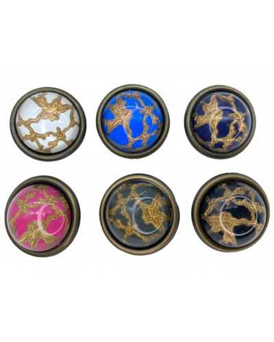 Round Convex Button Gold Inserts Burnished Metal Base Stem Mis. 27mm