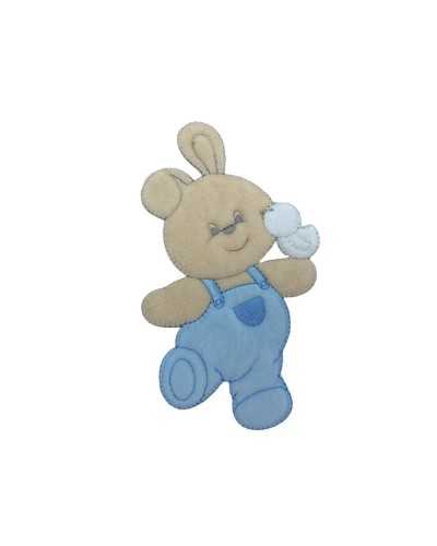 Aplicación Termoadhesivo Bebé Orsetto Terciopelo Salopet Pollito Blanco 16x9 Cm