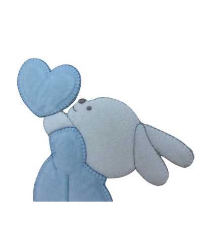 Applicazione Termoadesiva Baby Coniglio Velluto Cuore 13X14 Cm
