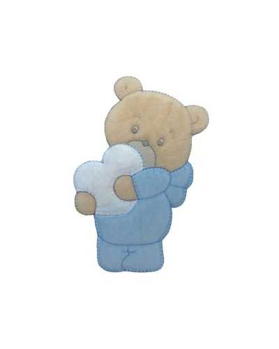 Bébé Application Thermoadhésive Broderie Ours En Peluche Beige Cœur Embrassé 14x9 Cm