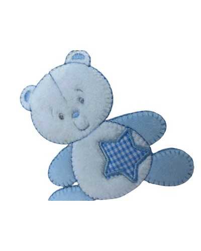 Thermoadhesive Application Baby Teddy Bear White Velvet Star 8x8 Cm