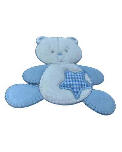 Thermoadhesive Application Baby Teddy Bear White Velvet Star 8x8 Cm