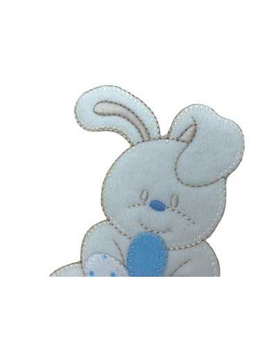 Anwendung Aufnäher zum Aufbügeln, Baby-Kaninchen-Blume, Chenille-Stickerei, 7 x 6 cm