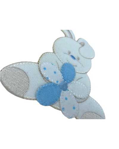 Anwendung Aufnäher zum Aufbügeln, Baby-Kaninchen-Blume, Chenille-Stickerei, 7 x 6 cm