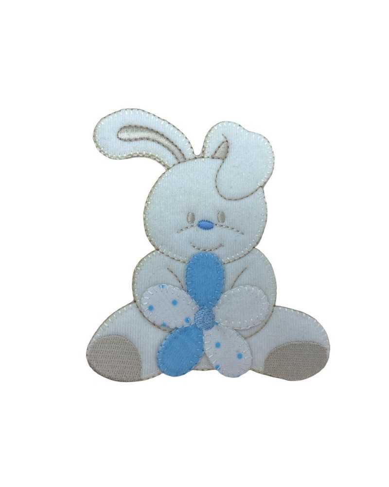 Application Iron-on Patch Baby Rabbit Flower Chenille Embroidery 7x6 Cm