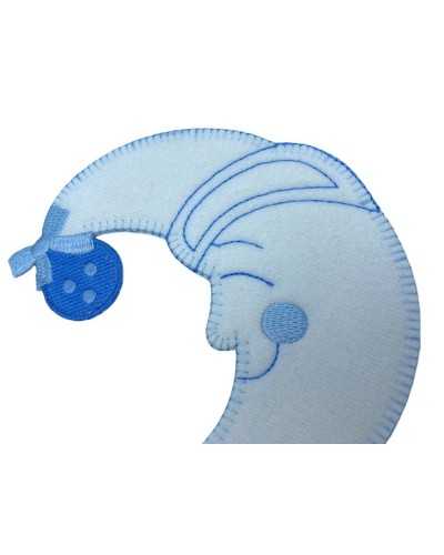 Application Iron-on Patch Baby Moon White Star Bow Chenille Embroidery 14x10 Cm