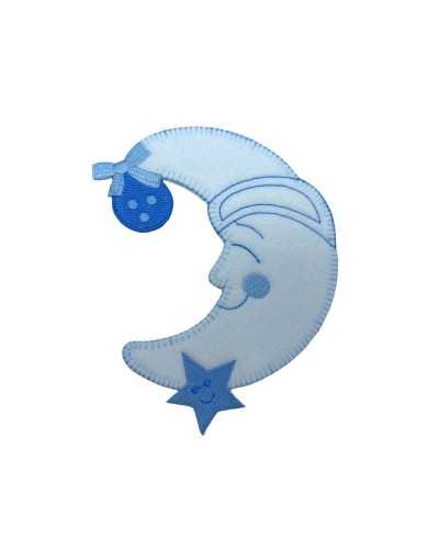 Application Iron-on Patch Baby Moon White Star Bow Chenille Embroidery 14x10 Cm