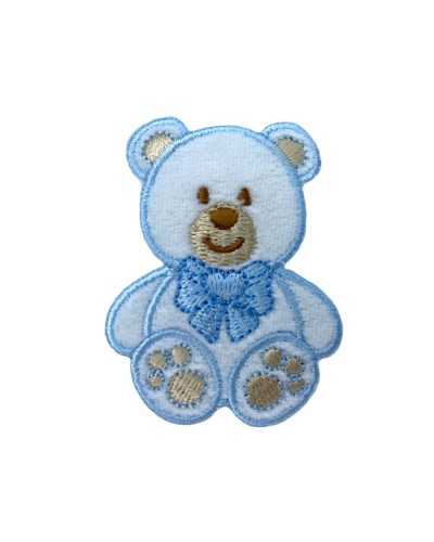 Aplicación Termoadhesivo Marbet Parche Bebé Bordado Terciopelo Blanco Osito Corazón Lazo 55x40 Mm