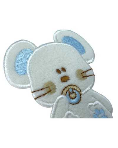 Thermoadhesive Application Embroidery Patch Marbet Baby Velvet Bear Pacifier Gimlet 7x6 Cm