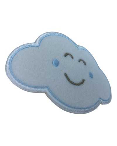 Application White Cloud Velvet Smiling Face Embroidery Cheeks 8x5 Cm