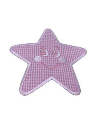 Thermoadhesive Application Patch Embroidered Smiling Star Zephir Vichy 11x11 Cm