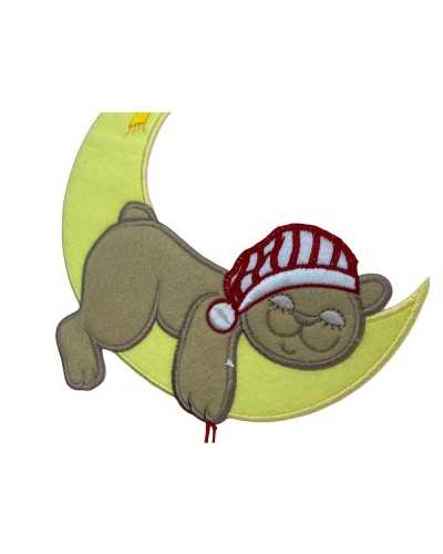 Thermoadhesive Application Embroidered Patch Moon Heart Bear 14x20 Cm