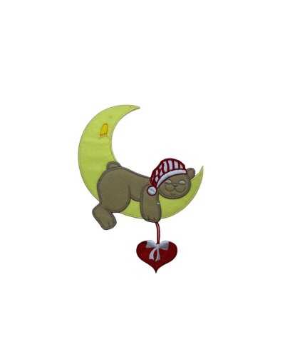 Thermoadhesive Application Embroidered Patch Moon Heart Bear 14x20 Cm