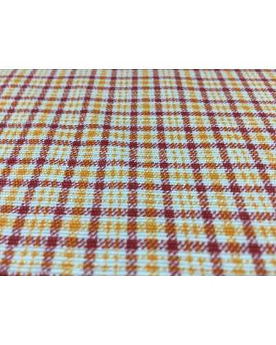 Tissu d'ameublement imprimé en mélange de coton micro tartan rouge et jaune 280 cm de haut