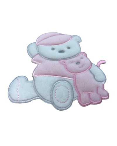 Application Écusson Broderie Écusson Velours Marbet Bébé Naissance Ours Chapeau Chat Base Blanc 95x90 Mm