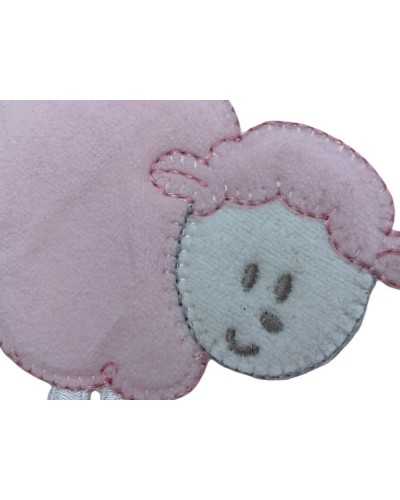 Baby Thermoadhesive Application Embroidered Sheep Head White Velvet 9x6 Cm