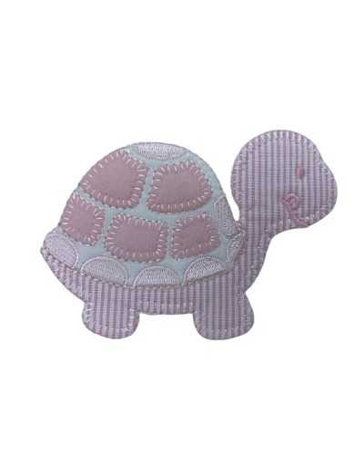 Application thermoadhésive Broderie Velours Tortue Patch Coton Tissu Rayé 7x10 Cm