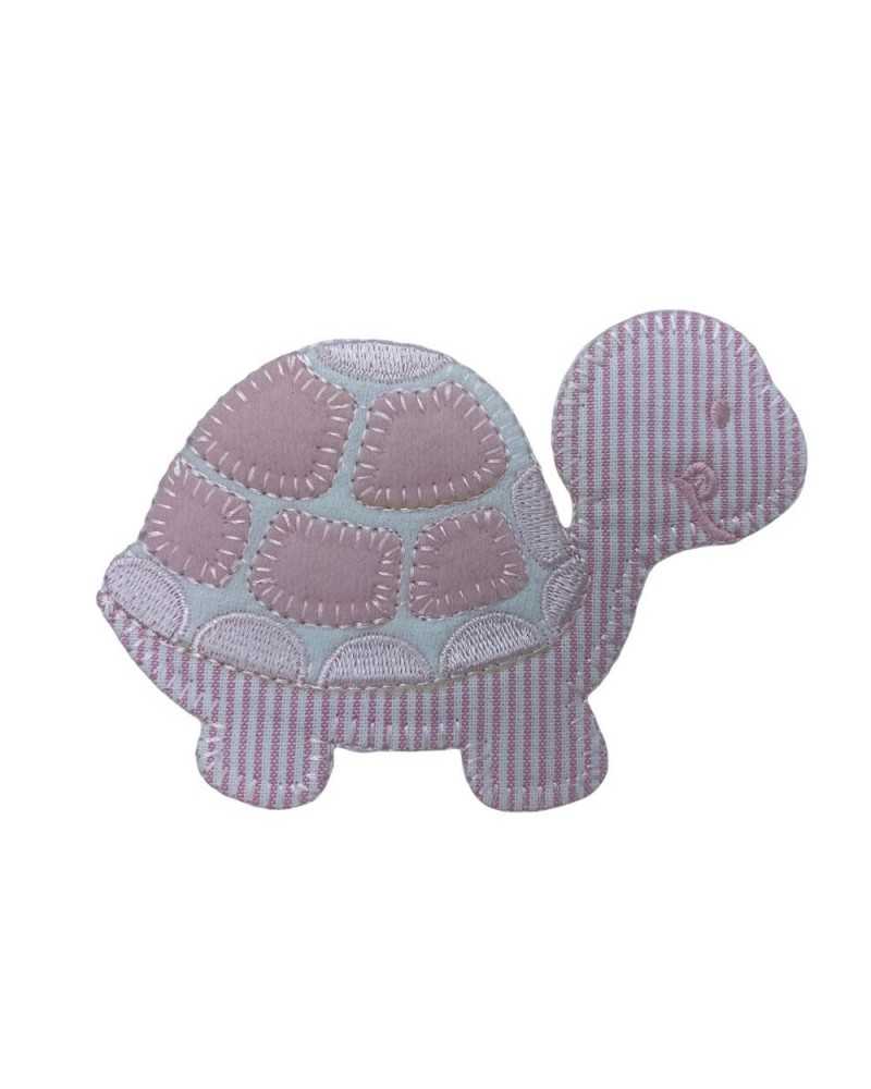 Thermoadhesive Application Embroidery Velvet Turtle Patch Cotton Stripe Fabric 7x10 Cm