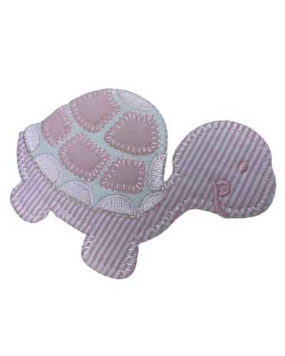 Application thermoadhésive Broderie Velours Tortue Patch Coton Tissu Rayé 7x10 Cm